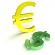Green dollar and yellow euro