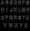 white latin letters draftsmanship style on black background