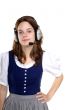 young woman with head set
