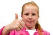 cute little girl with thumb up