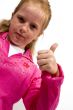cute little girl with thumb up