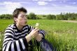 Teenager and dandelion