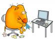Creature with a cold, working at office