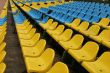 A number of chairs, yellow, blue