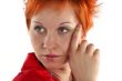 red haired young business woman isolaited on white background
