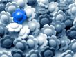 Monochromatic buttons and one blue