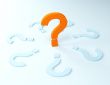 3d bright orange question mark