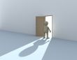 3d person at an open door