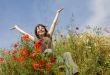 smiling girl in field
