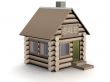 Wooden small house. The isolated illustration. 3D image.
