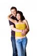 Young romantic couple in denim