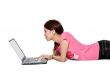 teenager concerntrate working on her laptop