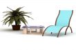deckchairs on a white background. 3D image.
