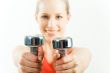 Barbells in hands