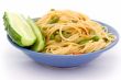 Spaghetti and green cucumber