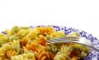 plate of tricolor macaronis and plug