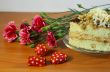 Bouquet of flowers and cake