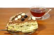 Black tea and chocolate cake
