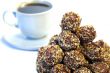 sweets whith nuts and cup of coffee