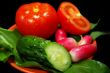 Vegetarian salad on black background