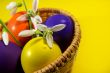 Easter basket with snowdrops  and eggs