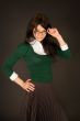 Serious looking girl in glasses