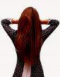 Girl with long hairs stands back