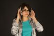 Fashion girl listening to stars