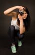 Young girl with old camera