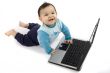 sweet baby with laptop