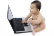 sweet baby with laptop