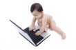 sweet baby with laptop