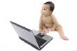 sweet baby with laptop