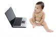 sweet baby with laptop