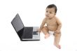 sweet baby with laptop