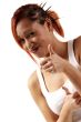 woman point thumb