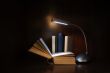 Books and lamp
