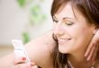 woman with white phone