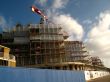 Construction site and scaffolding