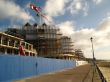 Construction site and scaffolding