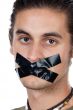 Man with masking tape on mouth