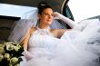 Bride in car