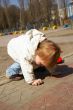 Girl plays on the street