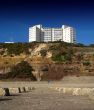 looking towards the cliffside from the sea