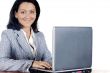 Woman working on a laptop computer