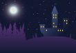 Night background with castle