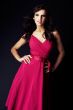 girl wearing a ping dress