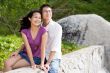 happy young couple enjoying the scenery