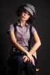 brunette girl posing on dark background