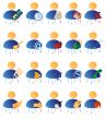 Vector multicolored icons with grunge